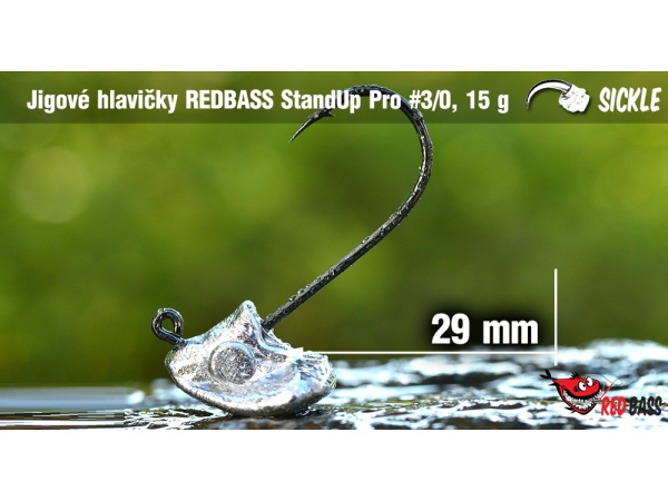 Red Bass - Neváznoucí jigová hlavička StandUp Pro Sickle, vel. 3/0, bal. 5ks