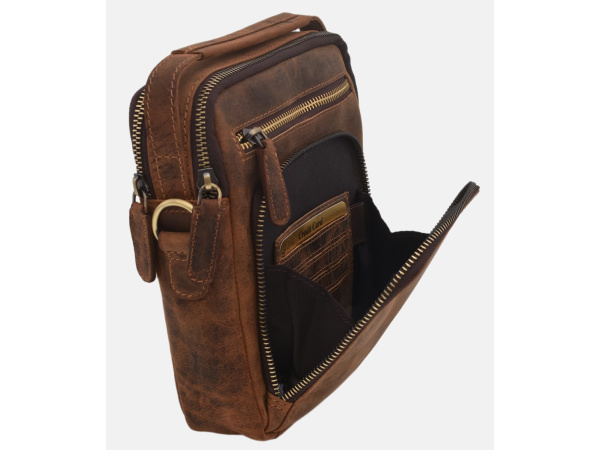MERCUCIO - Pánské kožené crossbody - tmavěhnědá kůže hunter V 250904-2