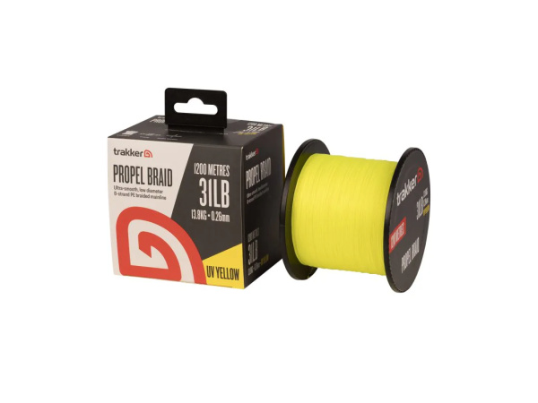 Trakker Kmenová pletená šňůra Propel Braid 31lb, 13.8kg, 0,26mm, 1200m, UV-Yellow - 0,260mm 31lb
