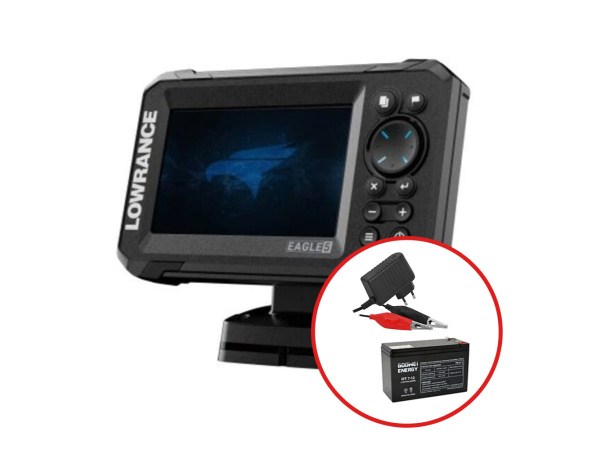 Lowrance - Sonar EAGLE 5 se sondou SplitShot + baterie 12V/7Ah + nabíječka 0,75A/6/12V