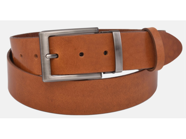 MERCUCIO - Pánský kožený opasek 740 - koňak hladký přezka Vavrinec