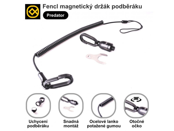 Fencl - magnetický držák podběráku - Predator, 6,2kg