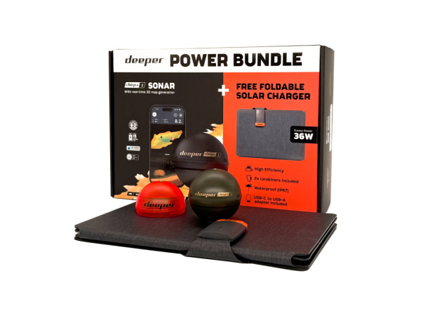 Deeper - Sonar Power Bundle CHIRP+ 3 + skládací solární nabíječka