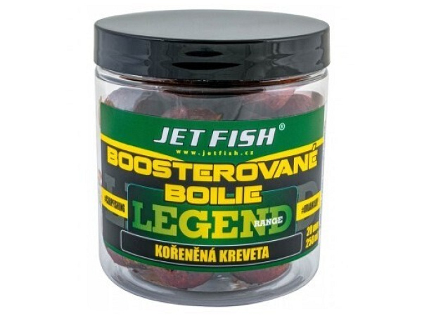 JET FISH Legend Range Boosterované boilie 250ml 20mm Kořeněná kreveta