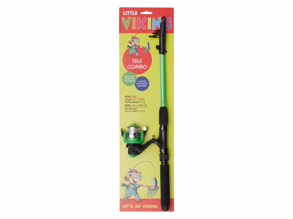 Kinetic - Little Viking Set prut+naviják Tele Combo 165cm 4-21g Green+Spin