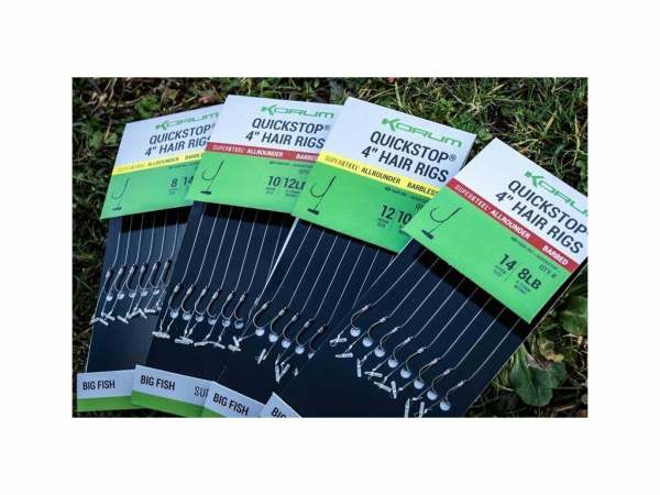 KORUM - Návazec Big Fish Quickstop 4” Hair Rigs Barbed bal.8ks 10cm
