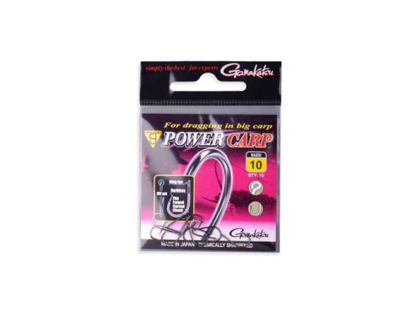 Gamakatsu - Háčky Power carp ring eye barbless, 10ks, NS černé
