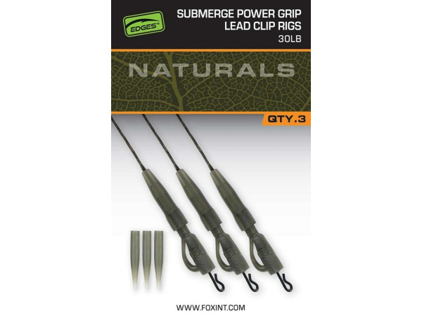 FOX - Montáž Naturals Submerge Power Grip Lead Clip Leaders, 75cm, 3ks
