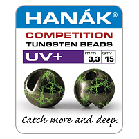 HANÁK - Wolframové hlavičky UV+ černá & chartreuse 3,8mm - 15ks