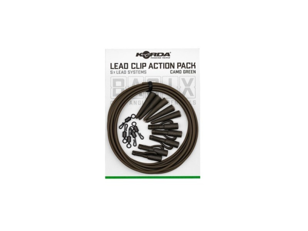 KORDA Montáž Basix Lead Clip Action Pack Camo Green 5 ks 