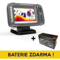 Lowrance - Echolot HOOK² 4x GPS + sonda Bullet Skimmer + baterie ZDARMA !