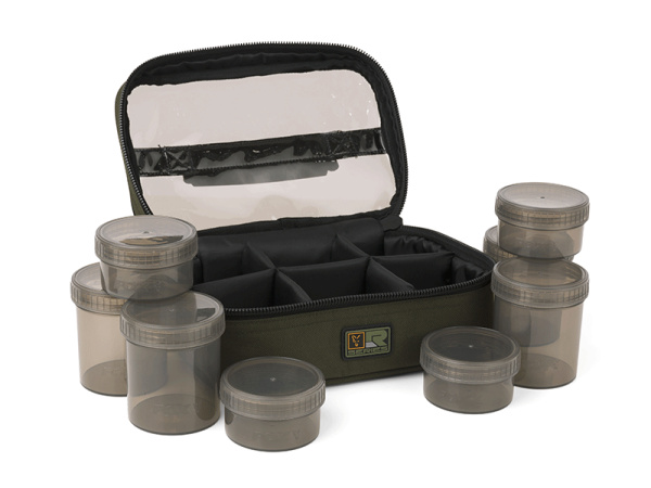 FOX - Pouzdro R Series + 8ks kelímků Hookbaits bag