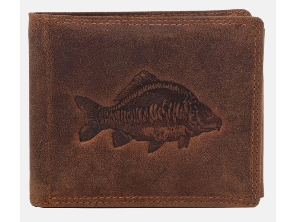 MERCUCIO - Set kožený opasek a kožená peněženka - vzor Kapr Lysec - pap. krabička